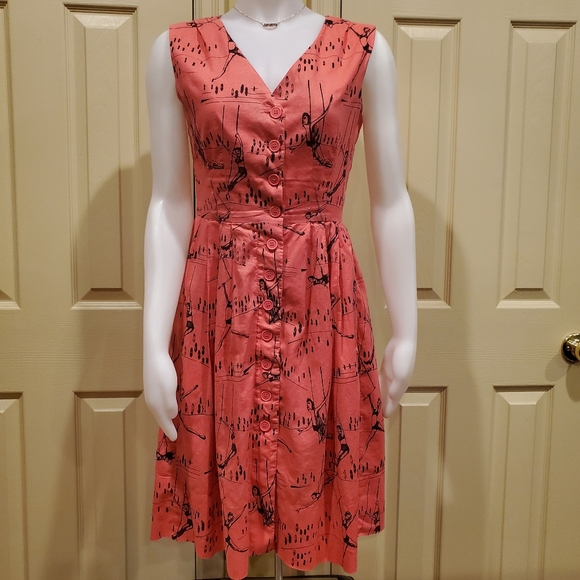 Emily and Fin Lucy Pink Trapeze Print Sz S - Picture 2 of 15
